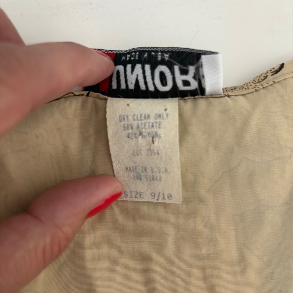 Vintage T Juniors Tan Floral Frog Toggle Longline Vest Duster Made in USA 9/10 - Picture 6 of 6